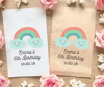 

personalized Rainbow Kid's first Birthday candy Buffet treat gift bar Petal Toss bags Baby Shower Bakery Cookie Favor pouches