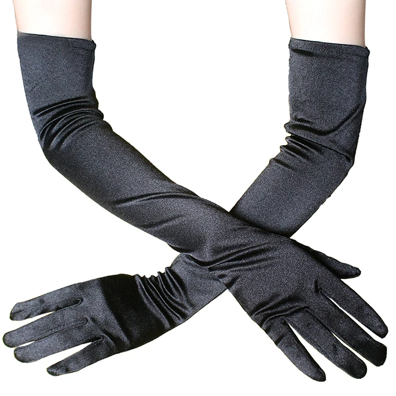 3 цвета модные сексуальные женские перчатки выше локтя черные белые красные длинные атласные стрейч-перчатки для девушек аксессуары 54 см длина