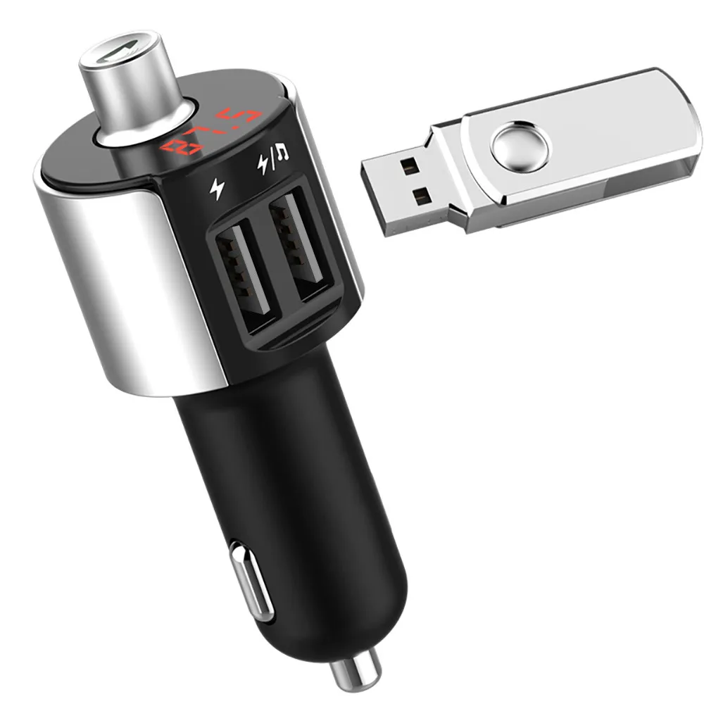 

12V-24V FM Transmitter Bluetooth Car Wireless Hands Free Kit Radio Adapter USB Charger 87.5-108 MHz 5V/2.5A Mp3 WPA FLV WAV