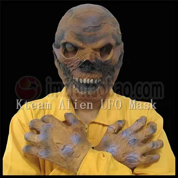 

Hot Sale Scary Latex Face Mask Alien UFO Extra Terrestrial Party ET Horror Rubber Latex Full Masks For Halloween Party Toy Prop