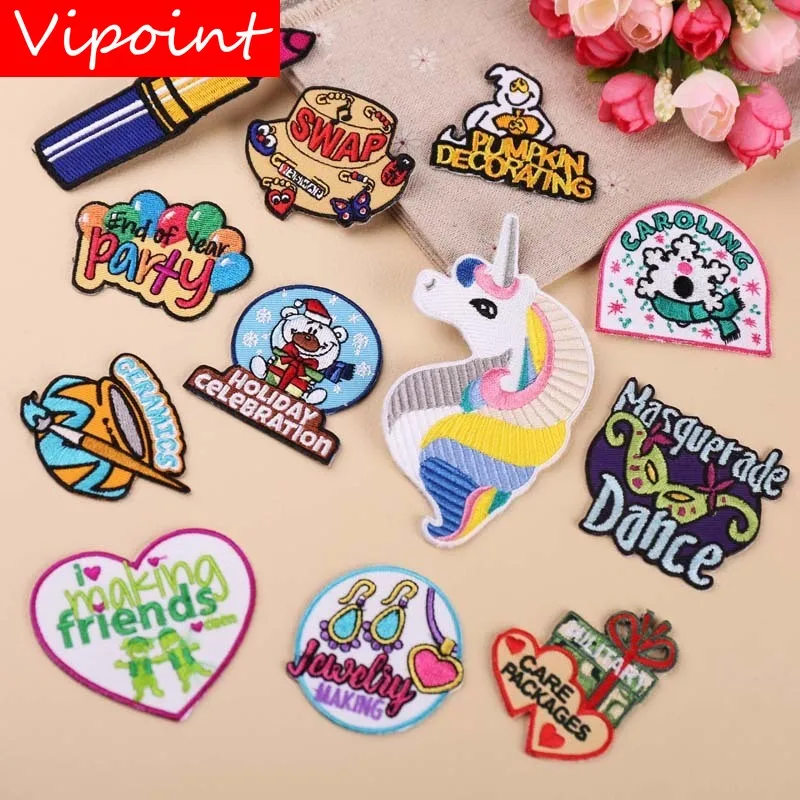 

VIPOINT embroidery unicorn bear patches letter patches badges applique patches for clothing YX-256