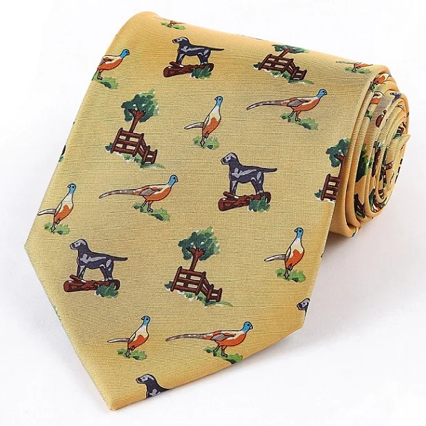 Портной Смит Шелковый Птица галстук мужской необычный галстук с животными печатных костюм платье Повседневные Вечерние галстук охотничья стрельба аксессуар - Цвет: animals yellow