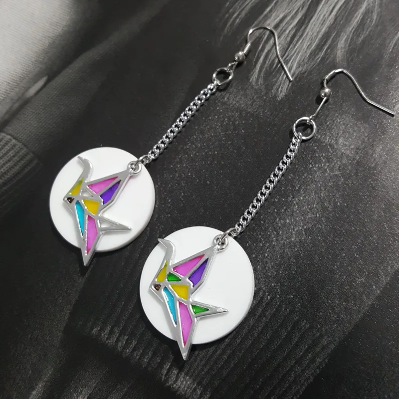 

New Design Fashion colorful Crane Long Drop Earrings for women exquisite Chain Party Earrings Jewelry Gift E18115