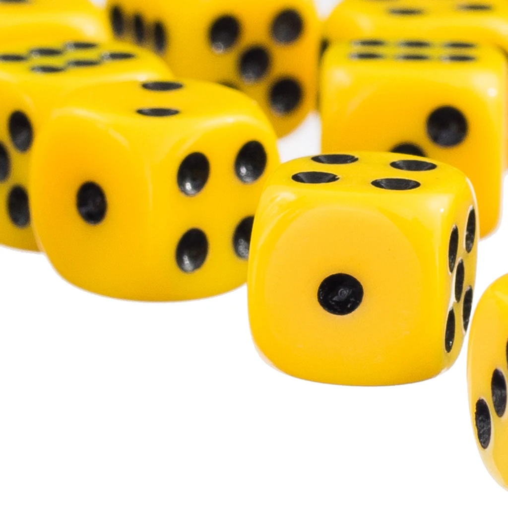 MagiDeal Multi-Sided Dice Yellow Opaque 50pcs Six Sided Spot Dice Set D6 RPG D&D NEW Role Playing 12mm Board Game