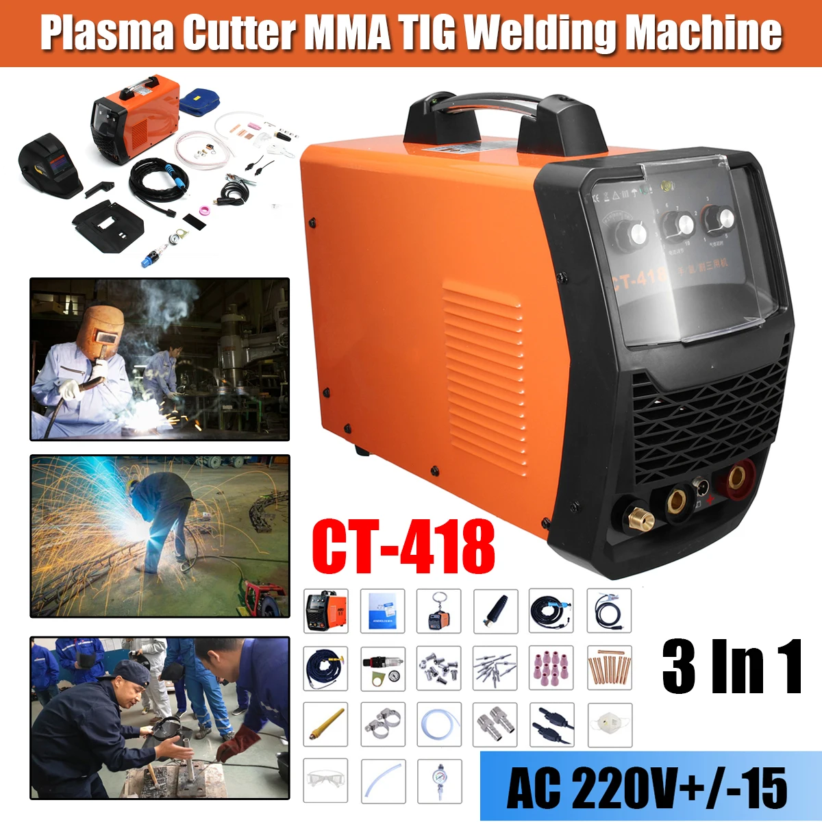 

220V 3 In1 Multi-functionPlasma Cutter MMA TIG W elder Set Display Welding Machine For Welding