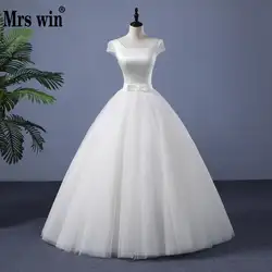 Настоящая Фотография Свадебные платья 2018 миссис Win Свадебные короткий рукав бальное платье принцессы Vestido De Noiva может индивидуальный заказ