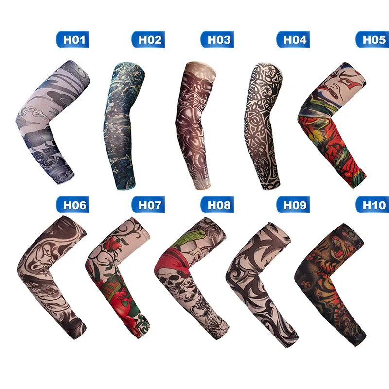 1PC Cycling Sports Tattoo Sleeves Cool Arm Sleeves Cycling Running Arm Warmer Sport Elastic Oversleeve Arm Warmers