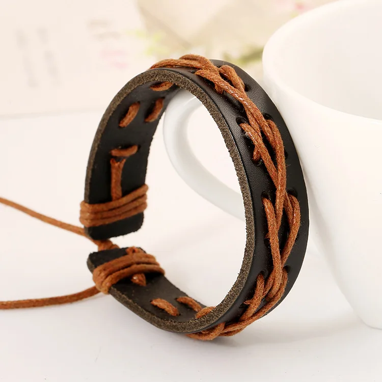 Винтажные браслеты из веревки и кожи ручной работы для мужчин женщин Braclets Female