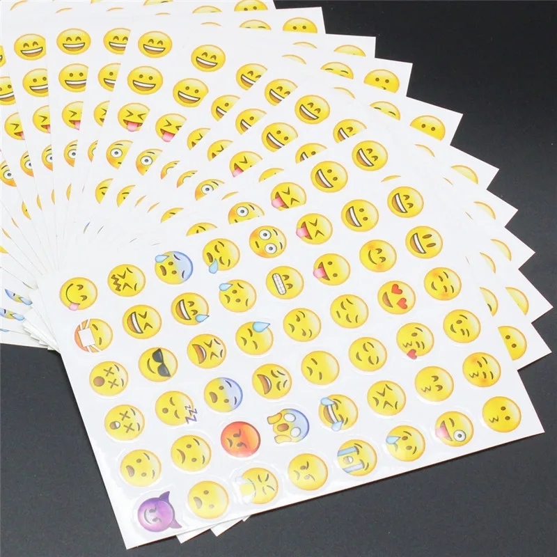 

10 Sheets 48 style Emoji Stickers Hot Popular Sticker Different Emoji Smile Face Stickers For Notebook Fun Message Twitter Large