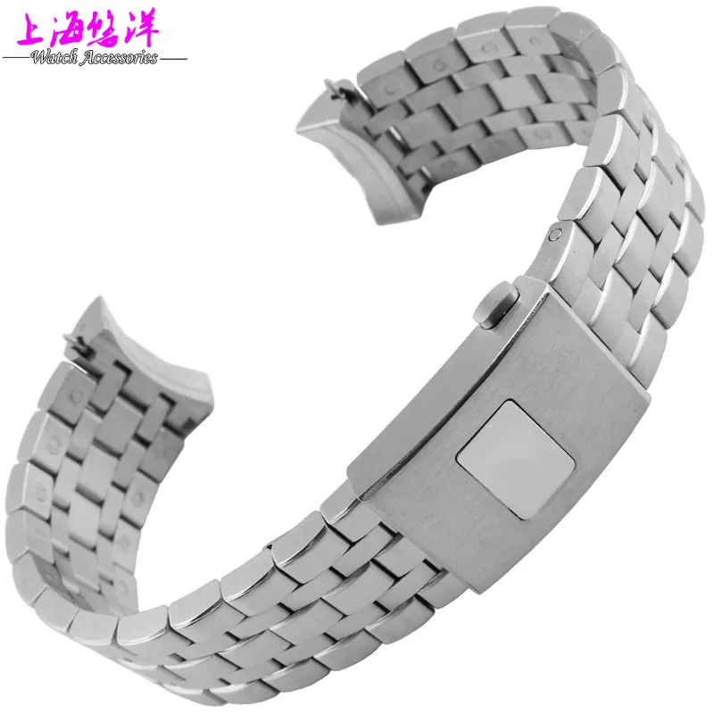 Silver Stainless Steel Watch Band Strap Straight End Bracelet 20mm 21mm Buckle for fit i-W-C 377704 325504