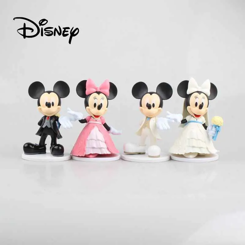 

Disney 2pcs/lot PVC Action Figure Toys Doll Mickey & Minnie Figures Wedding Style Mickey Minnie Collection Model Toy For Decor