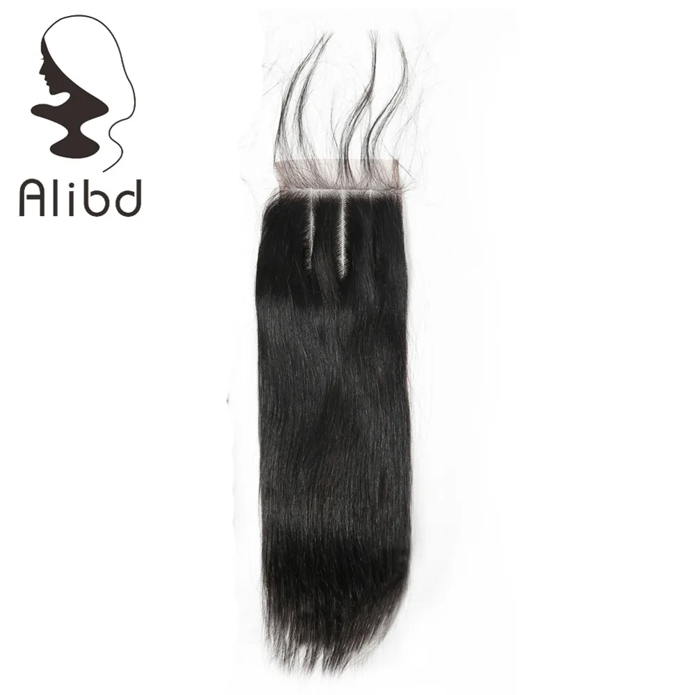 

Alibd Malaysian Straight Lace Closure with Baby Hair Free/Middle/Three Part 8-20" Natural Color Remy Human Hair Closure