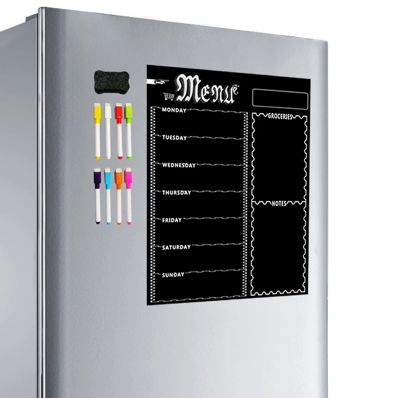 Magnetic Refrigerator Chalkboard Weekly Menu Meal Planner Grocery Shopping  List Board For Kitchen Fridge With 8 Color Markers - Whiteboard - AliExpress