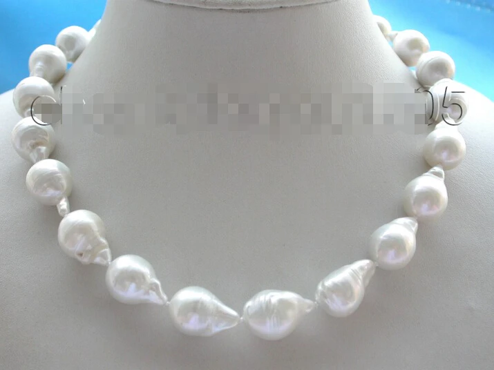 

FREE SHIPPING Genuine Natural 20mm White Reborn Keshi Pearl Necklace AAA