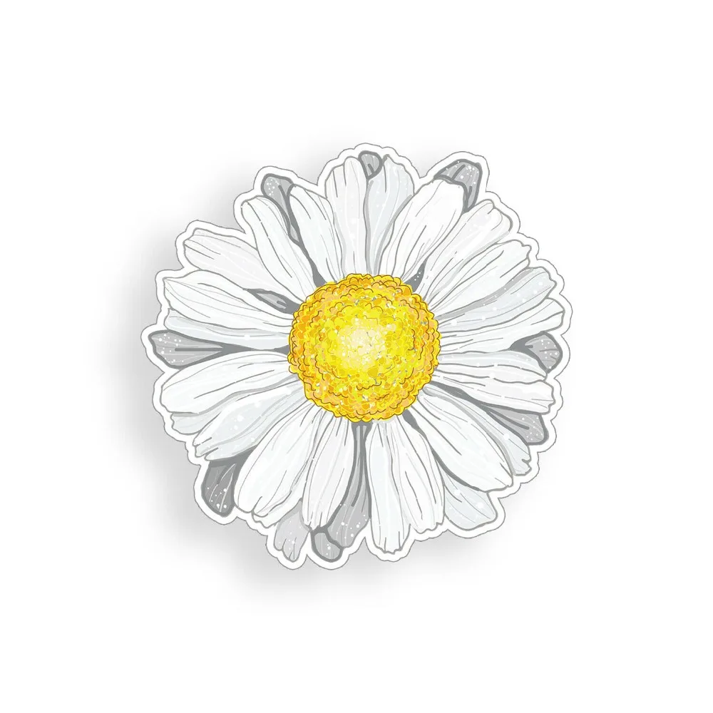 

White Daisy flower Sticker Sun Cup Cooler Laptop Car Vehicle Window Bumper Decal