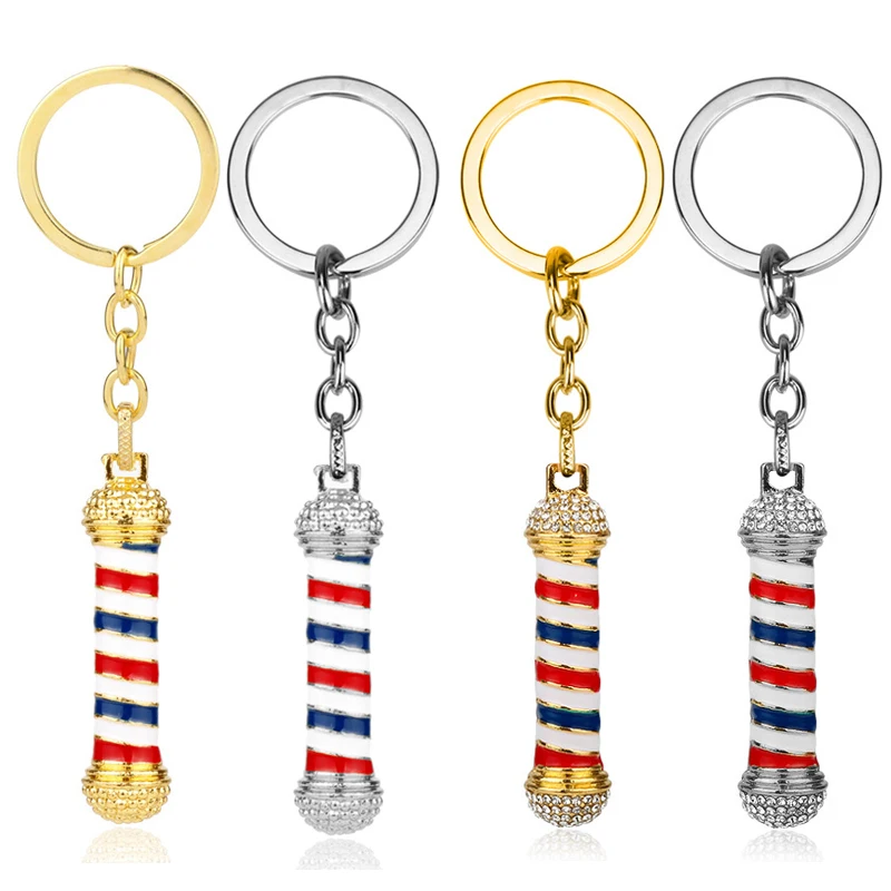 Barber Shop Pole 3D Chain Choker Keychain Hip Hop KeyChain Inlaid crystal | Украшения и аксессуары