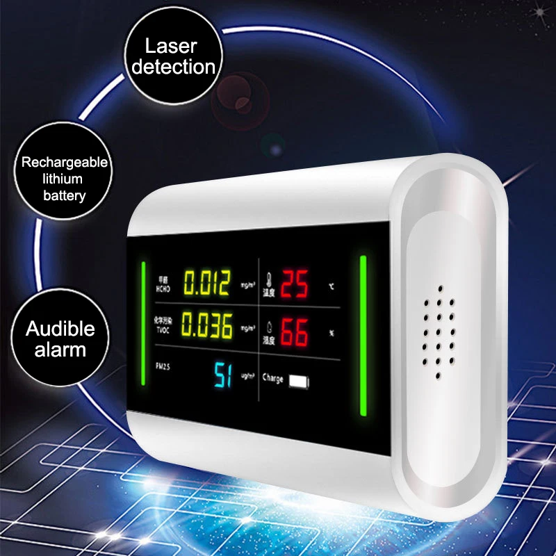 

Formaldehyde Tester Laser Detector PM2.5 Air Quality Monitor Multi-function HCHO TVOC PM2.5 Detector High Precision Gas Analyzer