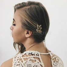 Минималистичные милые выдалбливают в форме летящей птицы заколки для волос для женщин и девочек металлический полированный конский хвост Бобби шпильки боковая челка блеск