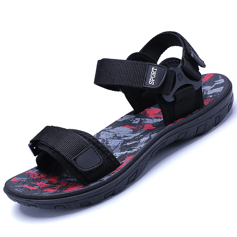 

Men's Summer Shoes Wedge Sandals Male Plus Size 45 Sewing Hook Loop Casual Shoes For Men Graffiti Rubber Beach Shoes Fashion