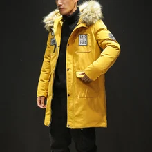 Мужские зимние длинные пуховики с капюшоном, повседневные зимние пальто, новая модная мужская верхняя одежда высокого качества, теплые зимние парки, Размер 5XL