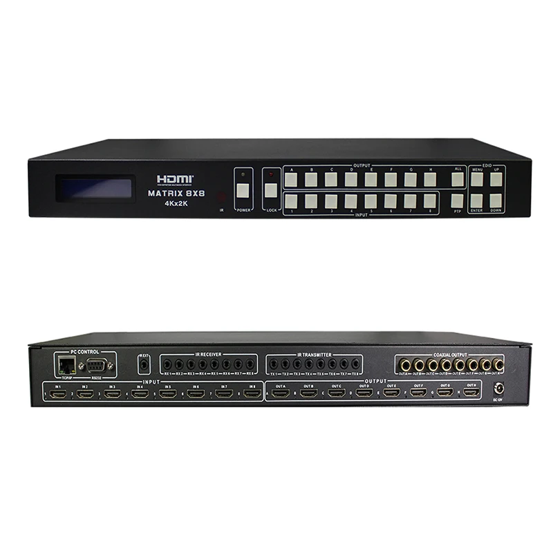 Playvision ультра-высокой Разрешение HDMI матрица 8х8 с ИК матрицы 8 Вход 8 Выход HDMI 1,4 HCP 2,2 4 K 3D 1080 P RS232 EDID