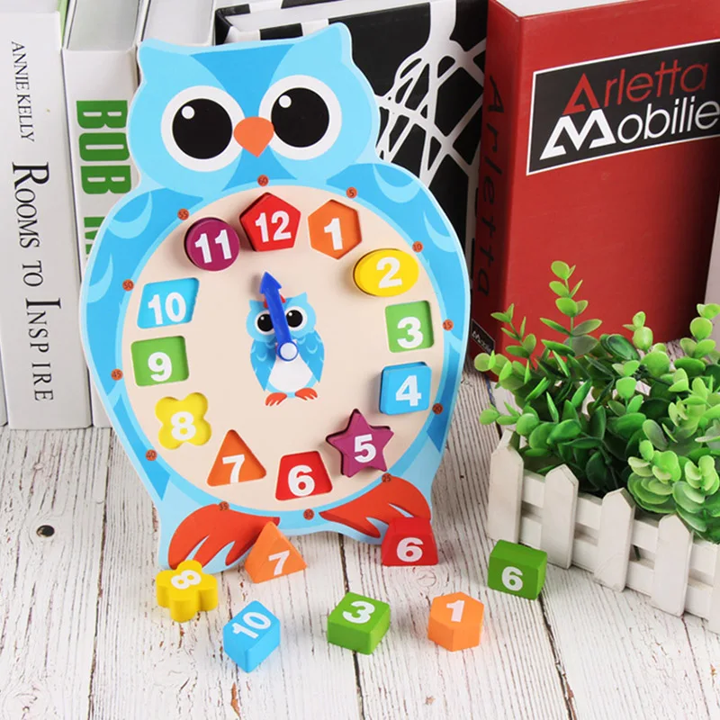  Cartoon Animal Digital Clock Wooden Building Blocks Toy Frog Shape Kindergarten Children Teaching M - 32918481521