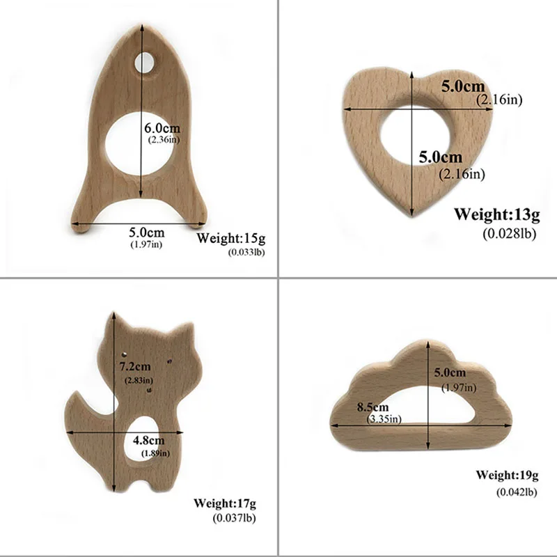 1 шт. деревянный безопасный Прорезыватель для зубов мультфильм Прорезыватель зубов игрушки в форме животного пищевой материал органический жевательный душ подарок для маленьких мальчиков и девочек