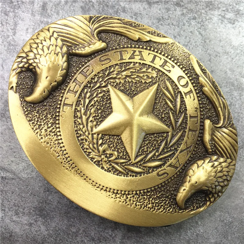 Pentagram Carved Brass Solid Casual Belt Buckle (6)