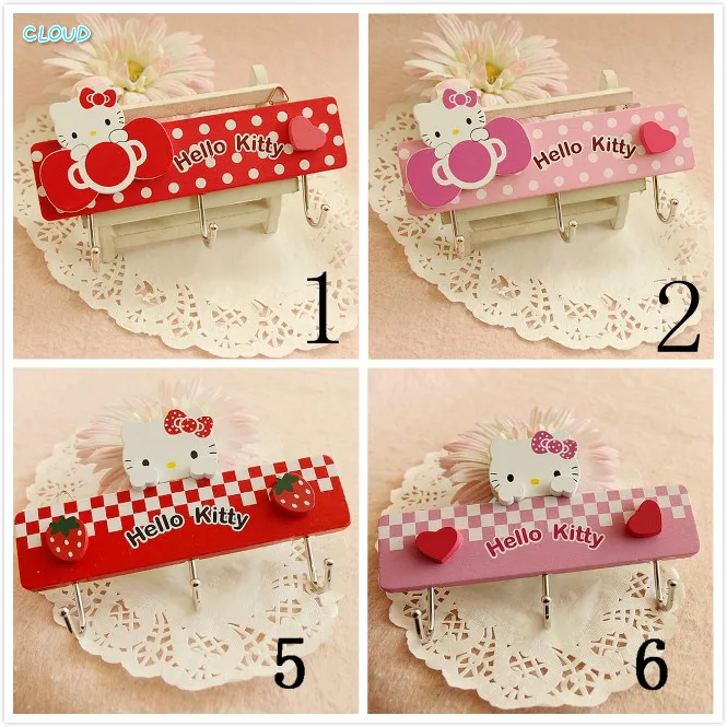 Деревянные подвесные крючки Hello Kitty сумка для шляп клейкая настенная подвеска