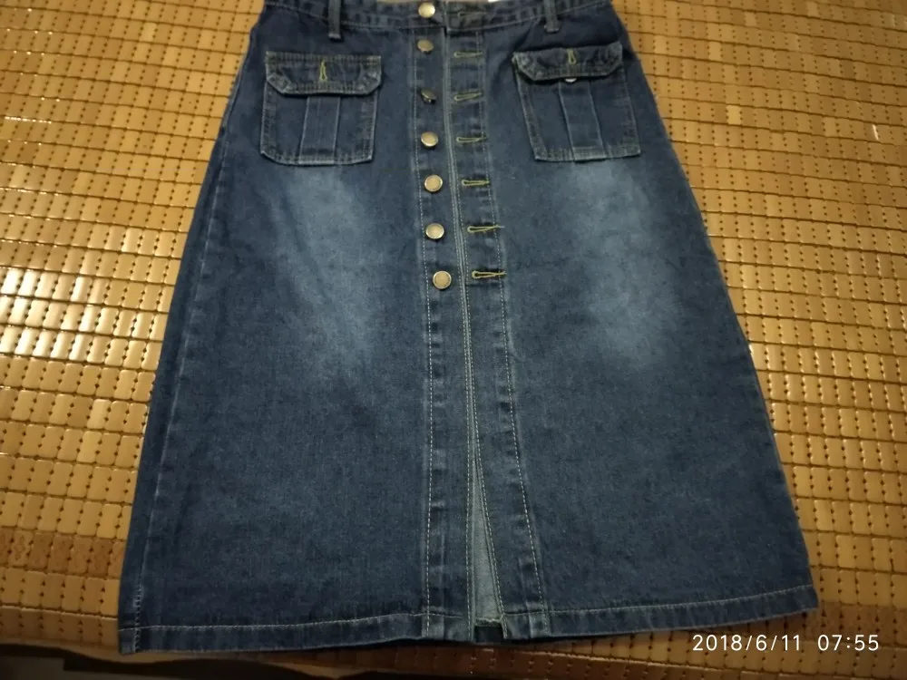 Осенние повседневные джинсовые юбки винтажная джинсовая юбка высокая талия плюс размер однобортный сплит джинсовая юбка
