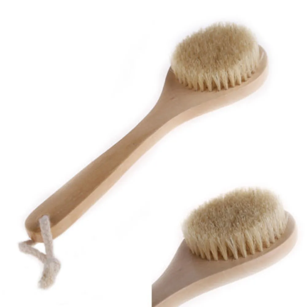 

1Pc Long Handle Wooden Bath Shower Body Back Brush Spa Scrubber Exfoliating For Dry Brushing and Shower Bathroom Tools