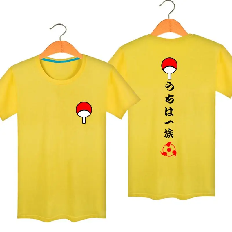 Хлопковая футболка унисекс с надписью «High-Q», «NARUTO Uchiha Madara House», футболка - Цвет: Цвет: желтый