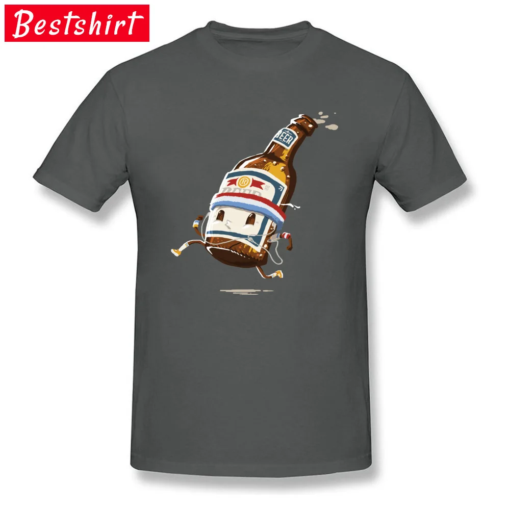 Beer Run Male Newest Europe T Shirt Crew Neck Summer/Fall 100% Cotton T-Shirt Cool Short Sleeve Clothing Shirt Beer Run carbon