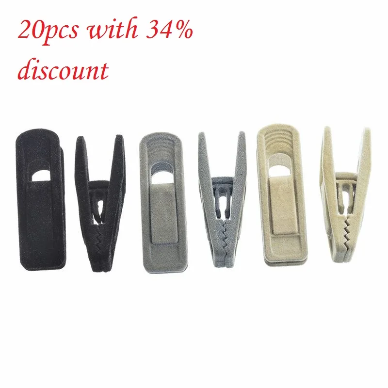 

20pcs/set Plastic Velvet Clothes Belts Hangers 20 Pack Pants Strong Finger Flocked Clip Bedroom Storage Organizer 7x2.1x1.8cm
