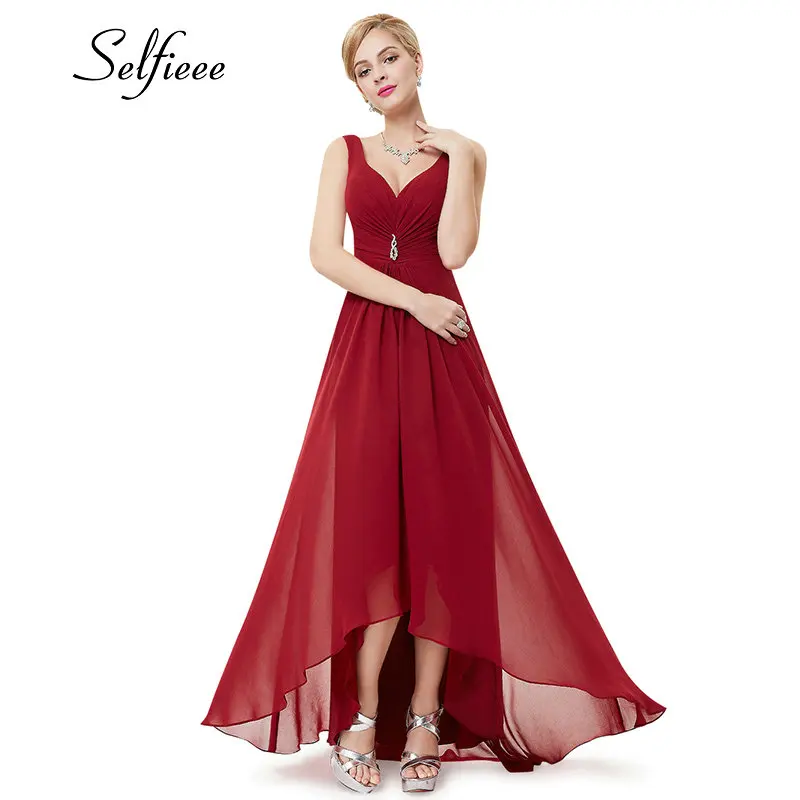 

Plus Size Women Dresses Long Elegant V-neck Burgundy A-line Sleeveless Crystal Beading Chiffon Sexy Dress Formal Party Gowns