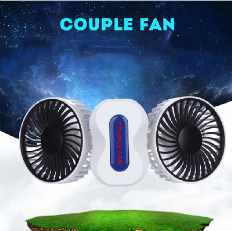 Mini USB Ventilador de escritorio Ventilador eléctrico portátil acoplador Ventilador batería recargable aire acondicionado 2 Motor Ventilador 5 cuchillas