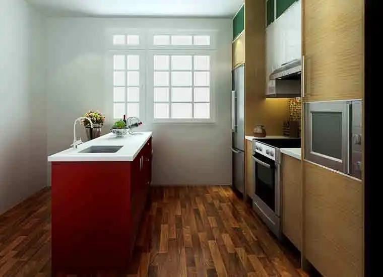 America Project Red Modular Islands kitchen cabinet designs