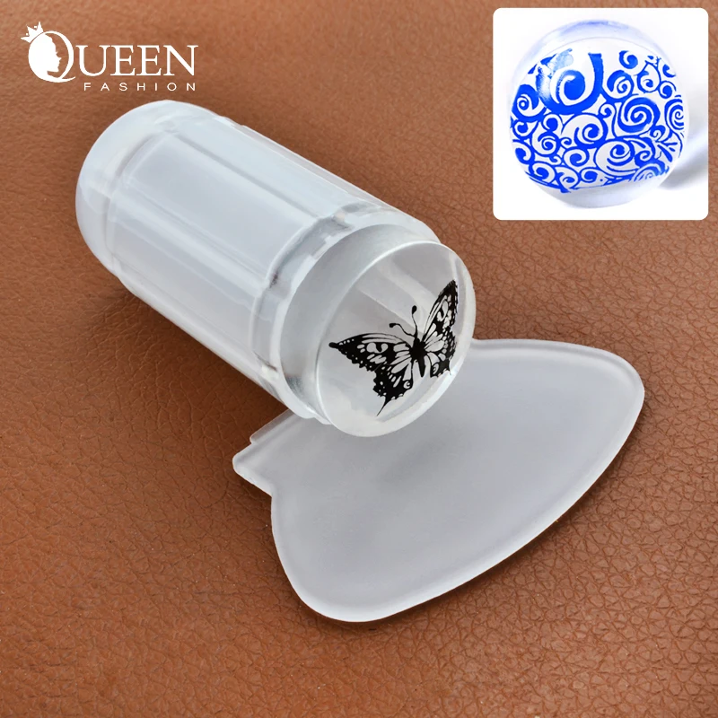 2016 New 1pcs Milky White Transparent Nail Art Stamping Stamper Scraper Set 2.8cm Clear Jelly Nail Polish Stamp Manicure Tools