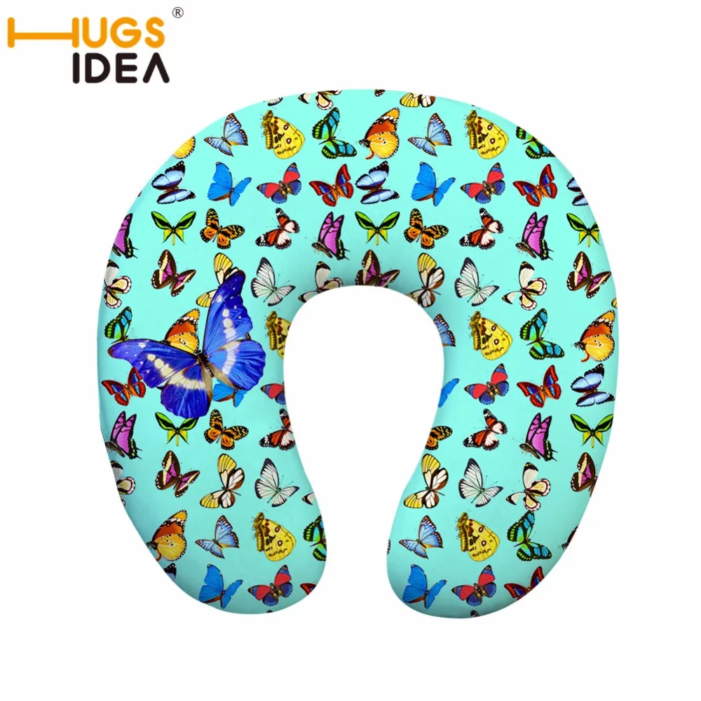 

HUGSIDEA Butterfly Print U-shaped Pillow Memory Foam Pillow Siesta Pillow U Type Pillow For Office Home Travel Use Massage