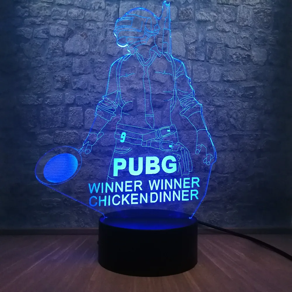 Прохладный битва Royale игра PUBG победитель 3D ночной Светильник СВЕТОДИОДНЫЙ 7 цветов Иллюзия Изменение Настольная лампа для детей подарок на день рождения Домашний декор