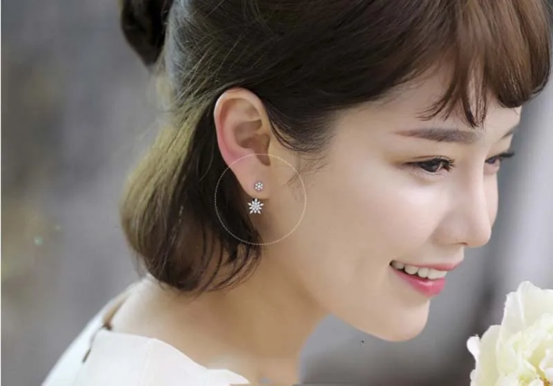 Висящая Снежинка корейского бренда висящая серьги подвески с фианитами для