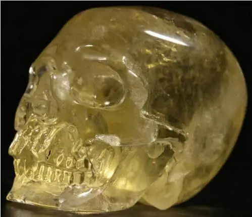 

Quartz Rock Citrine Carved Skull ,Realistic,Crystal HealinG