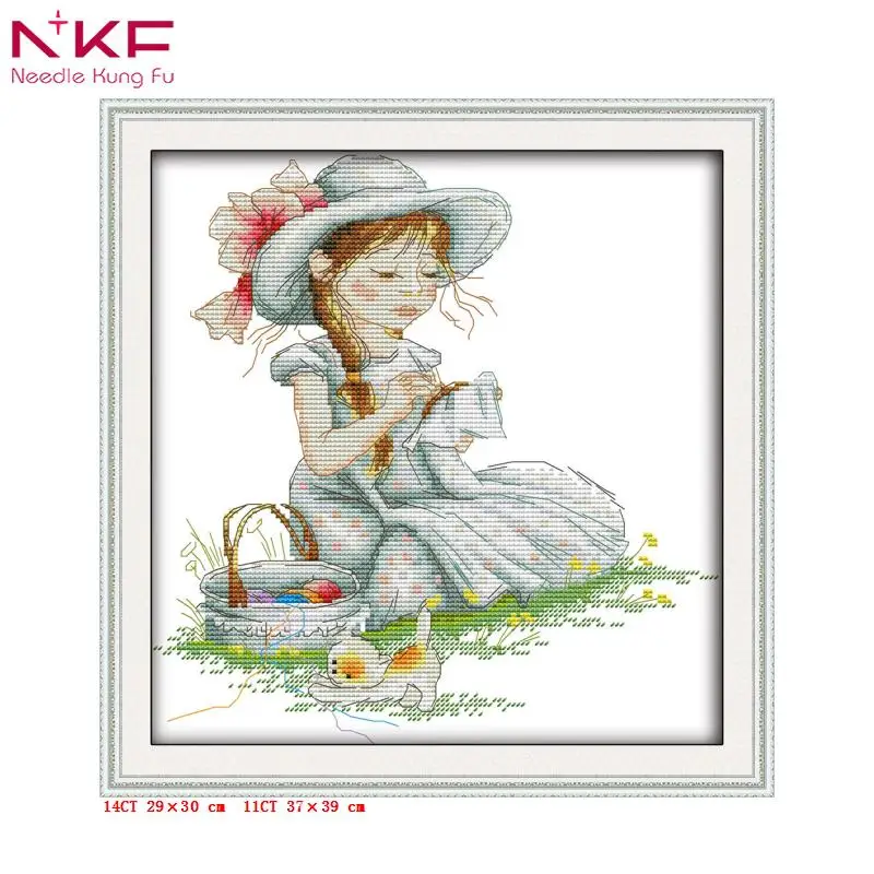 

NKF The embroidery girl chinese print cross stitch kit sale needlework embroidery set counting patterns canvas dmc cotton fabric