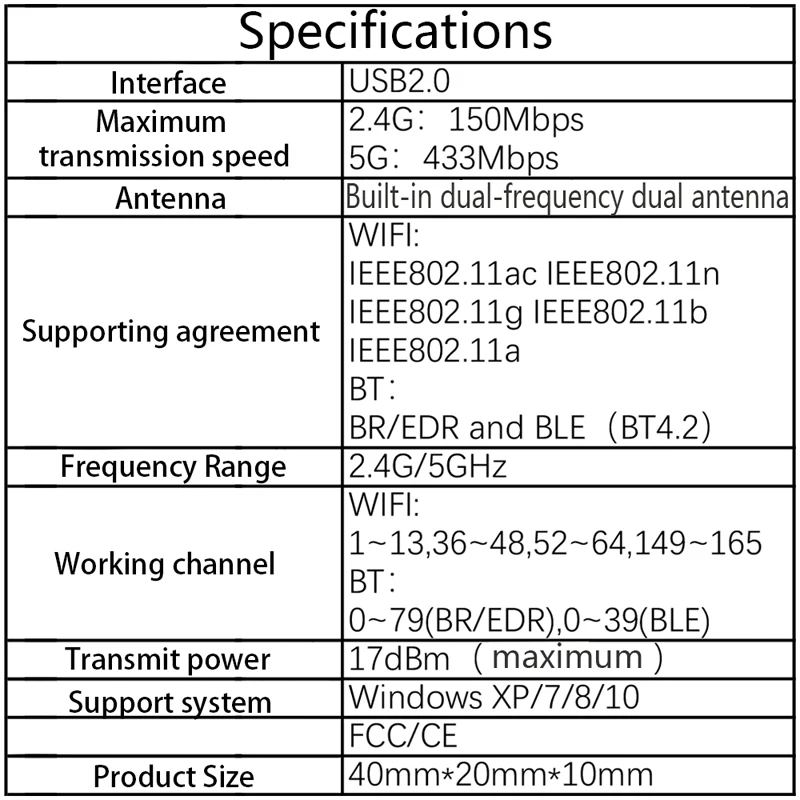 USB 2,0 Беспроводной адаптер 802,11 N Ezcast беспроводной USB wifi адаптер 5G/2,5G Bluetooth 4,2 двухдиапазонный AC 600 Мбит/с 3B12