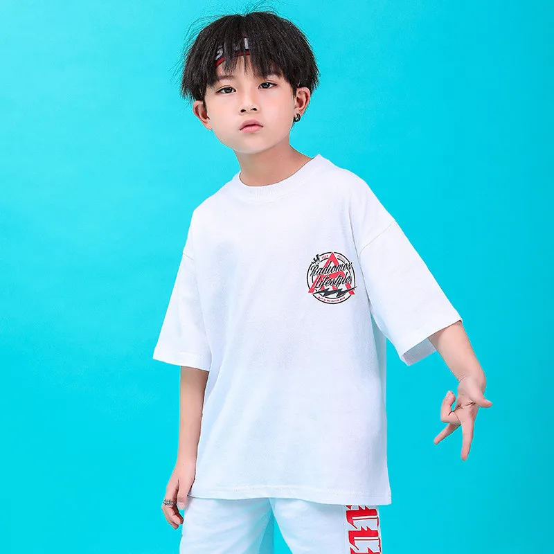 Children Hip Hop Clothing Oversized T Shirt Tops Casual Shorts for Girls Boys Jazz Dance Costumes Ballroom Dancing Clothes Wear (5)