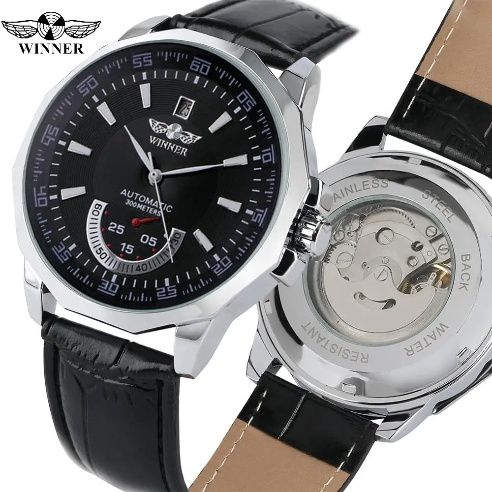 Роскошные брендовые автоматические механические часы для мужчин из нержавеющей стали кожаный ремешок аналоговые часы для подростков часы