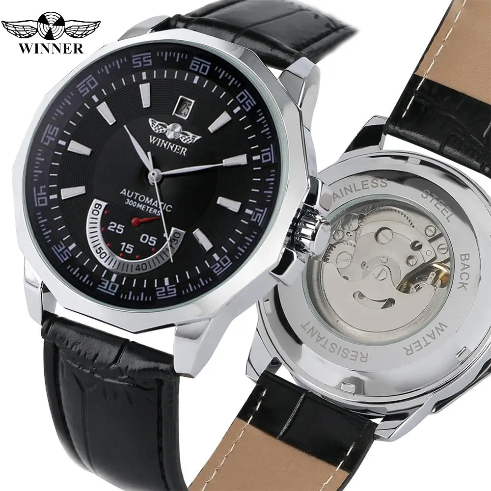 

Luxury Brand Automatic Mechanical Watch for Men Stainless Steel Case Leather Band Analog Watches for Teenagers Watch for Man
