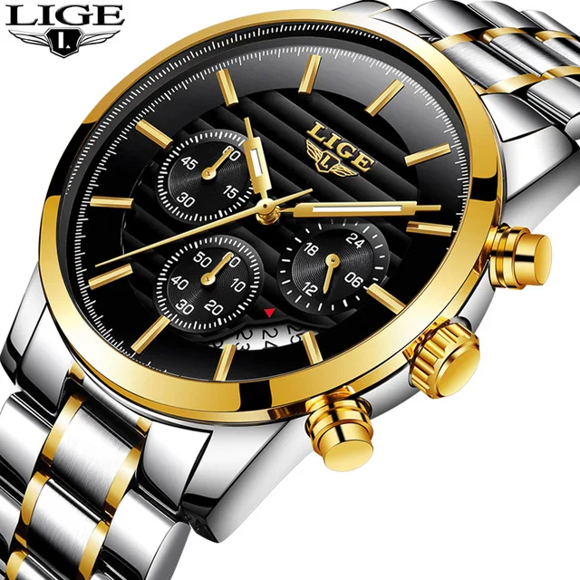 

Men's Watch Top Brand LIGE Luxury Fashion Business Quartz Watch Men Waterproof Sports Stainless Steel Clock Relogio Masculino