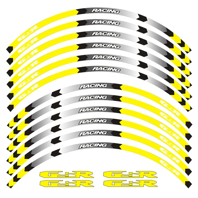 Высокое качество мотоцикла ободной stripes знаки 17 дюймов колеса Стикеры светоотражающие ленты для SUZUKI GSR 600 750 Светоотражающие Стикеры GSR - Цвет: A Yellow