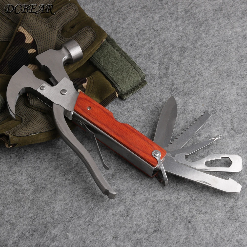 12 in 1 Multifunctional Hammer with Knife Plier Saw File Screwdriver